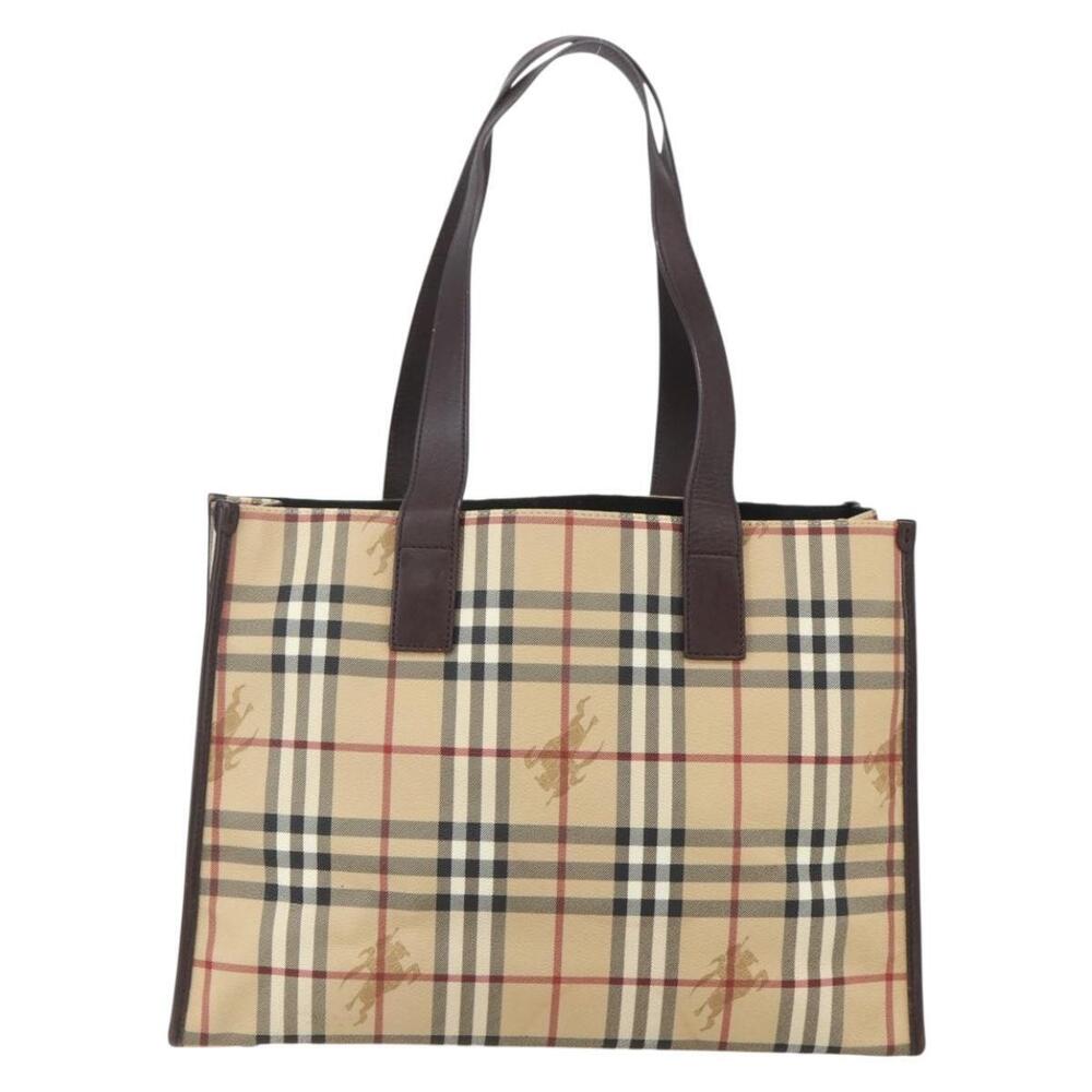 BURBERRY Nova Check Tote Bag PVC Beige Auth 160285 - Picture 2 of 16